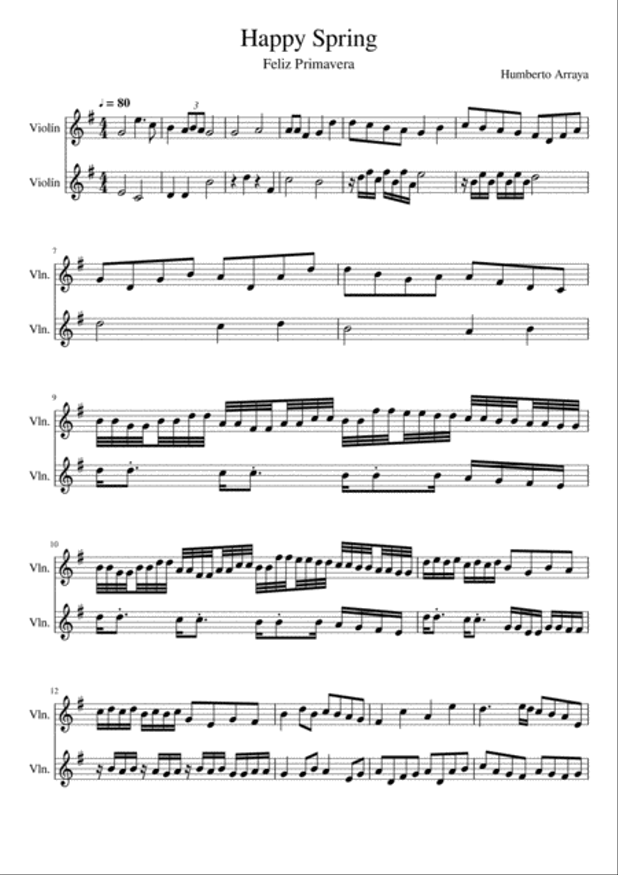 Happy Spring in G major Set of Parts scores gallery preview page 1