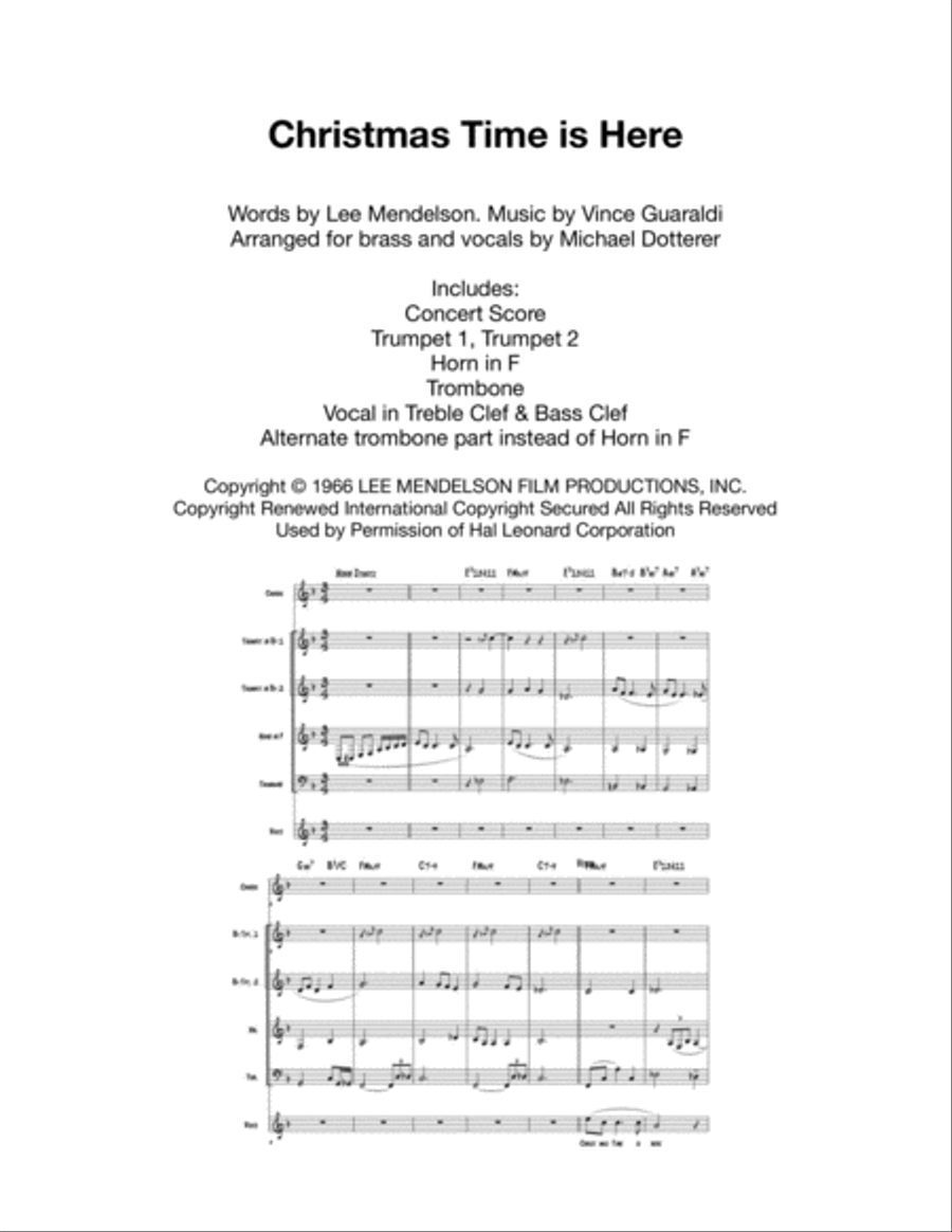 Christmas Time Is Here Christmas Time Is Here Large Ensemble scores gallery preview page 1