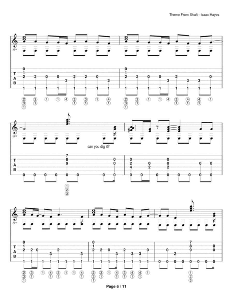 Theme From Shaft Electric Guitar scores gallery preview page 6