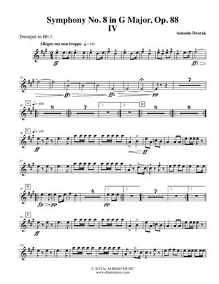 Dvorak Symphony No. 8, Movement IV - Trumpet in Bb 1 (Transposed Part), Op. 88