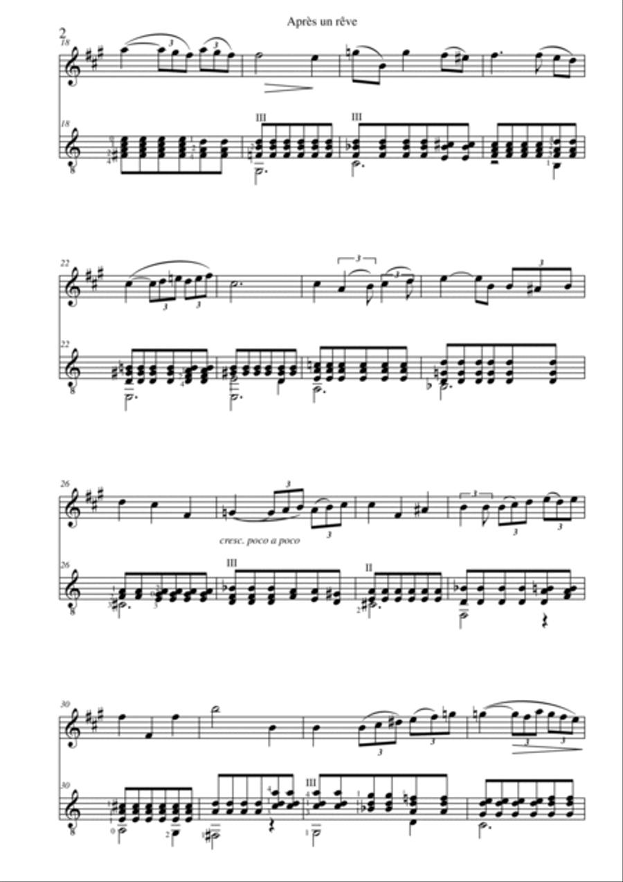 Après un rêve (After a dream) (alto saxophone and guitar) Alto Saxophone scores gallery preview page 2