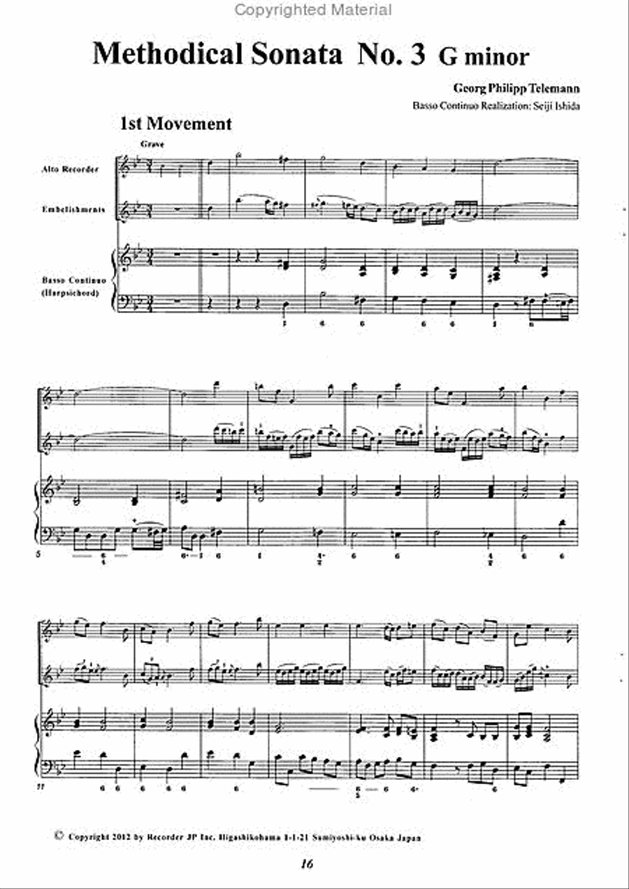 Methodical Sonata No. 3 G minor Alto Recorder scores gallery preview page 3
