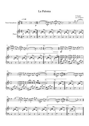 La Paloma, Sebastian Yradier, For Tenor Saxophone & Piano