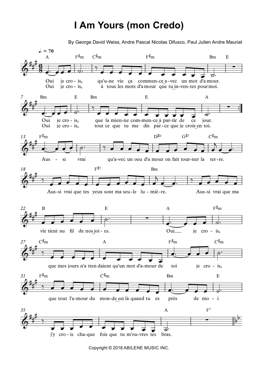 I Am Yours (mon Credo)