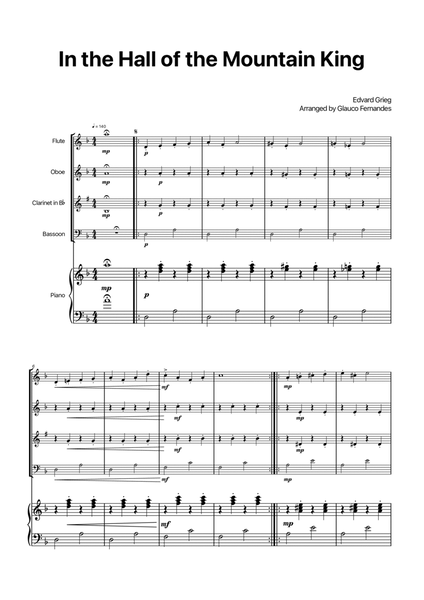 In the Hall of the Mountain King - Woodwind Quartet with Piano image number null