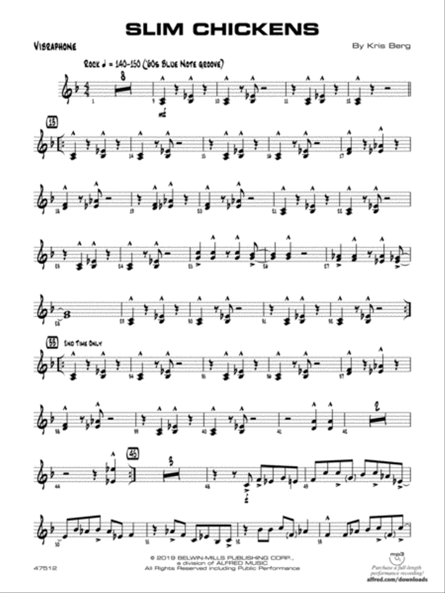 Slim Chickens: Vibraphone Jazz Ensemble scores gallery preview page 1