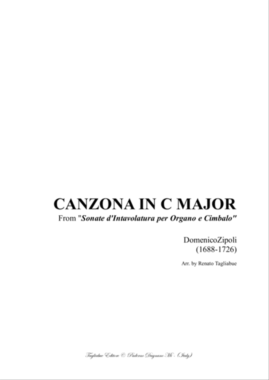 CANZONA IN C MAJOR - D. Zipoli - From Sonate d'intavolatura per Organo e Cimbalo Organ Solo scores gallery preview page 1