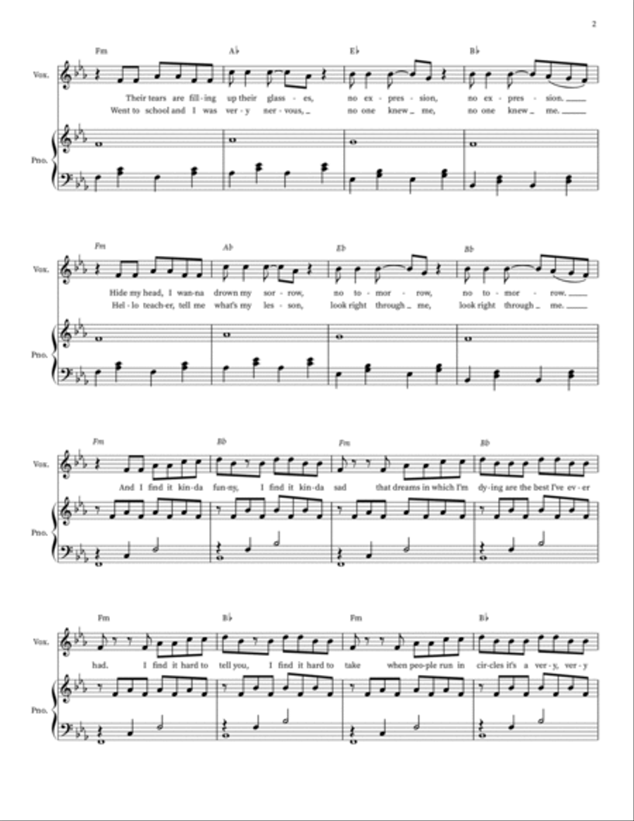 Mad World Mad World Piano, Vocal scores gallery preview page 2