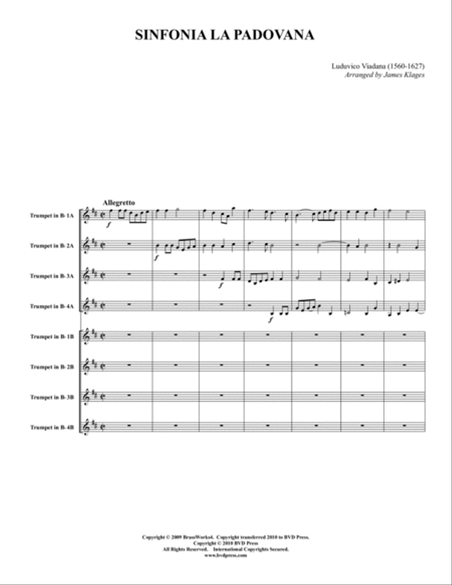 Sinfonia La Padovana Trumpet scores gallery preview page 2
