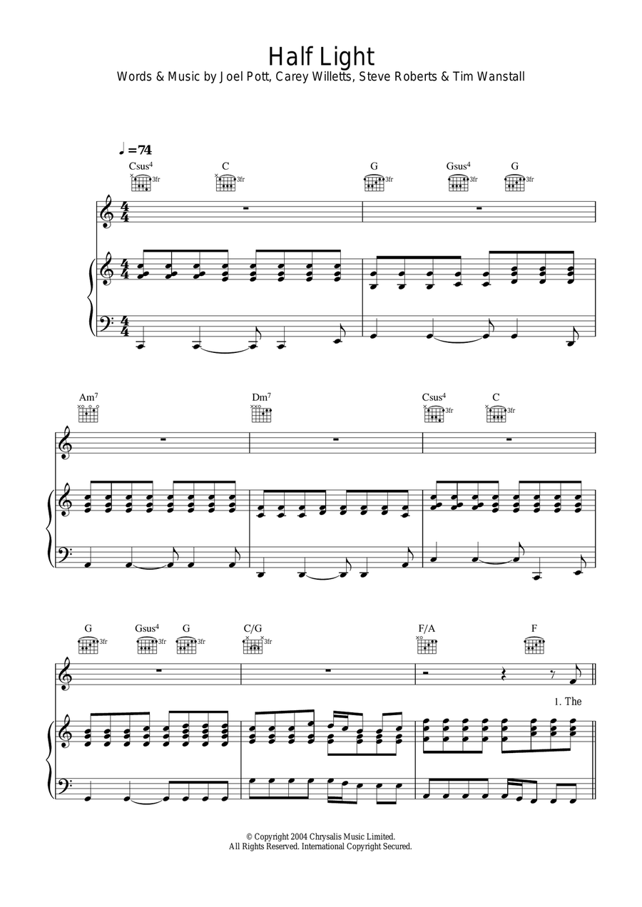 Half Light Piano, Vocal scores gallery preview page 1