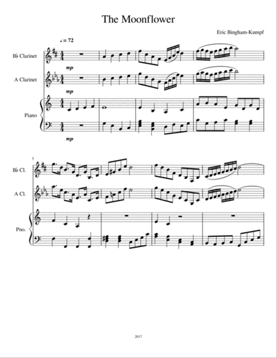 The Moonflower Clarinet Solo scores gallery preview page 1
