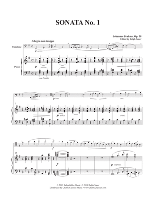 Book cover for Sonata No. 1 in E minor, Op. 38 for Trombone and Piano