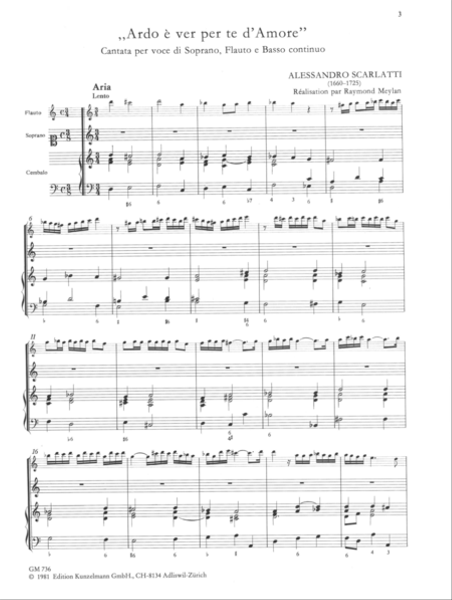 Ardo è ver per te d'Amore Flute scores gallery preview page 2