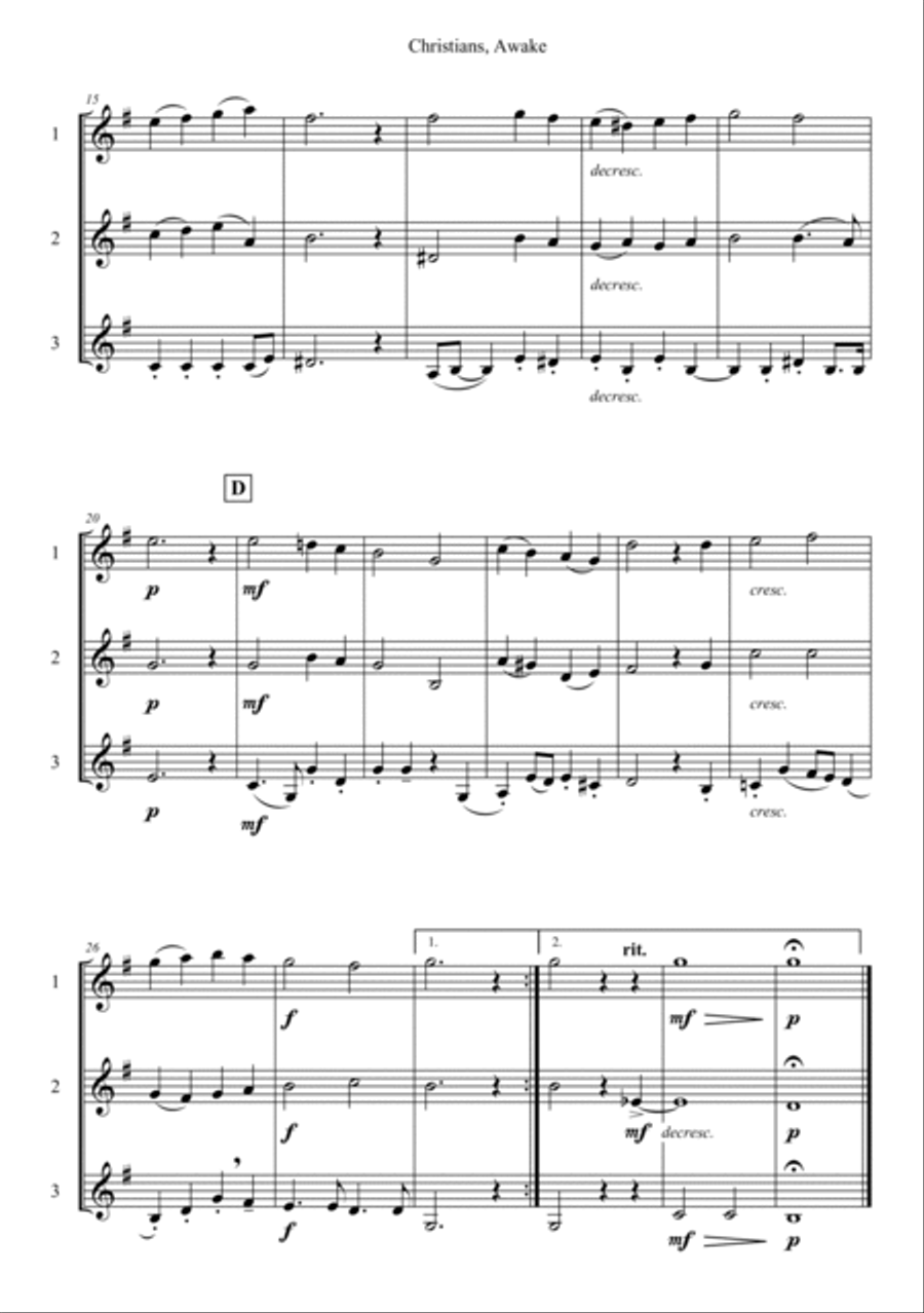Christians, Awake, Salute The Happy Morn String Trio scores gallery preview page 2