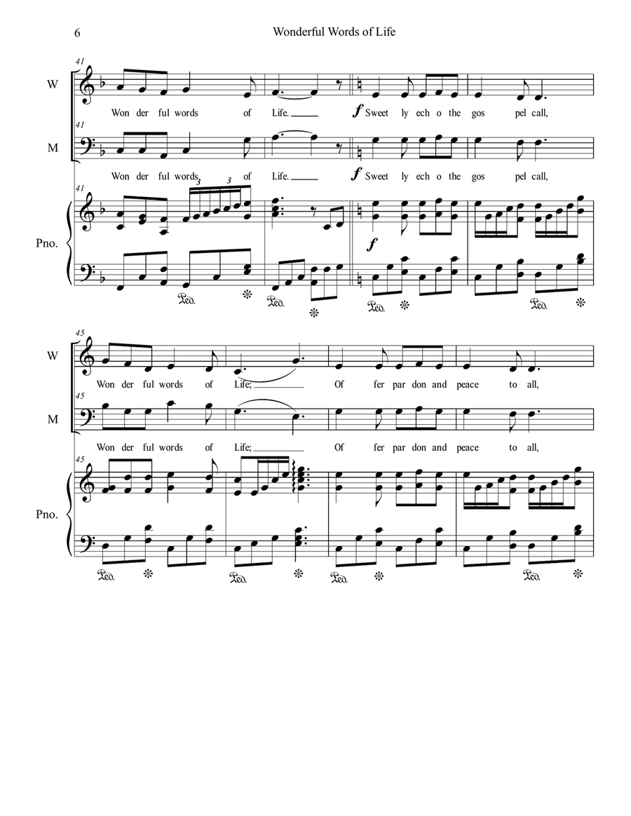 Wonderful Words of Life Medium Voice scores gallery preview page 6