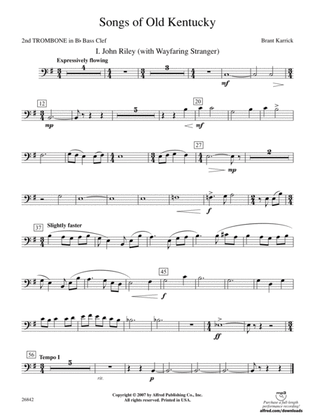 Songs of Old Kentucky: (wp) 2nd B-flat Trombone B.C.