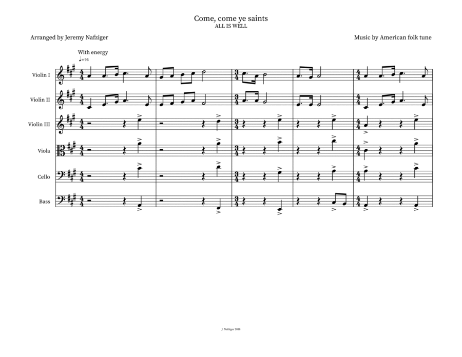 Come, come ye saints Small Ensemble scores gallery preview page 1