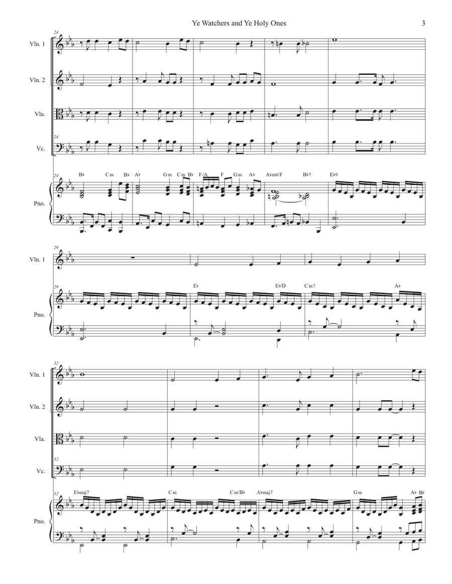 Ye Watchers and Ye Holy Ones (String Quartet and Piano) Piano Quintet scores gallery preview page 4