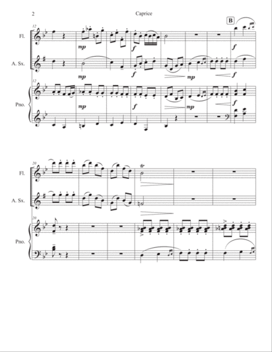 Caprice for flute, alto sax, and piano Woodwind Duet scores gallery preview page 2