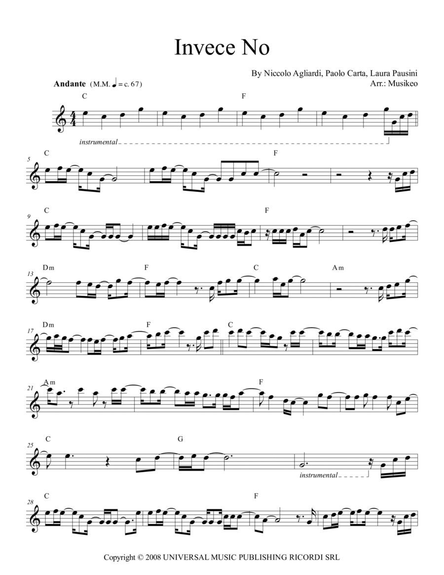 Invece No Invece No Voice Solo scores gallery preview page 1