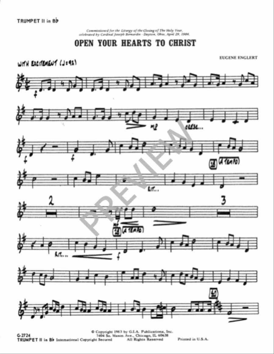 Open Your Hearts to Christ - Instrument edition Trombone scores gallery preview page 5