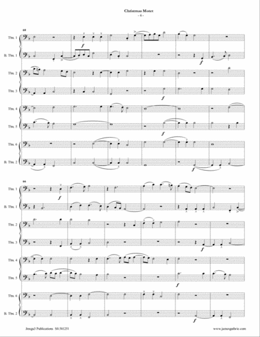 Mouton: Christmas Motet for Trombone Choir Brass Ensemble scores gallery preview page 6