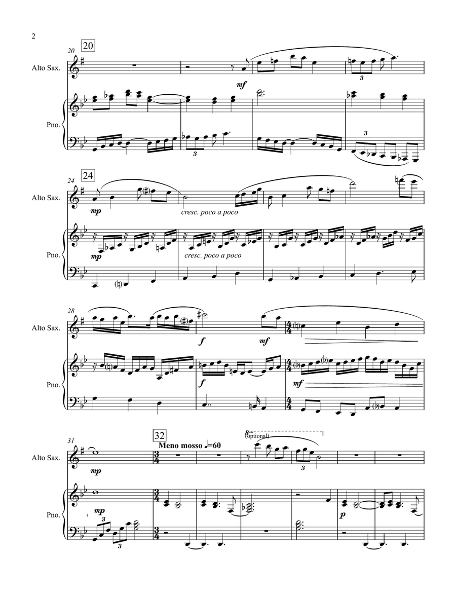 Rhapsody for Alto Saxophone and Piano Alto Saxophone scores gallery preview page 2