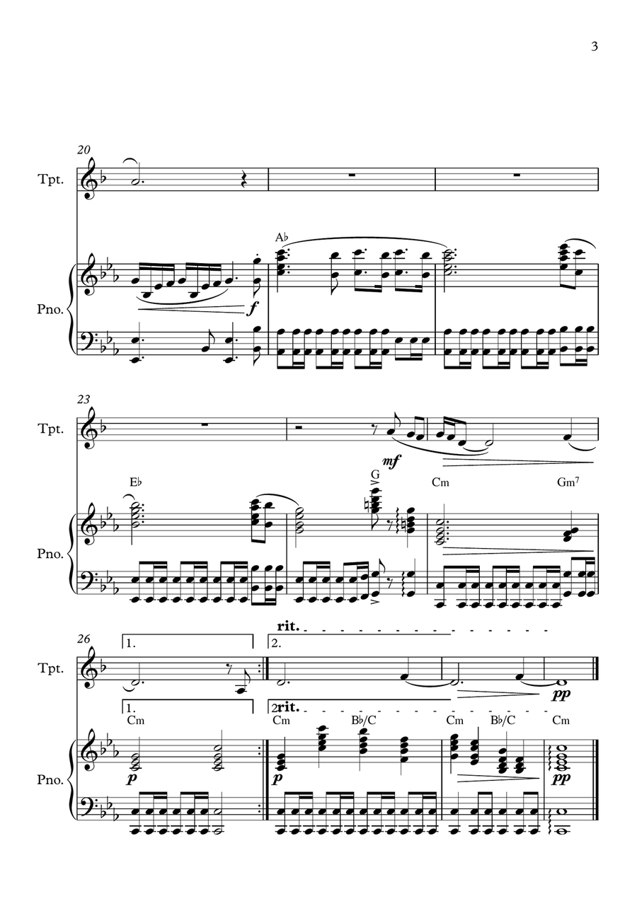 El Cóndor Pasa Trumpet in Bb and Piano Trumpet Solo scores gallery preview page 3