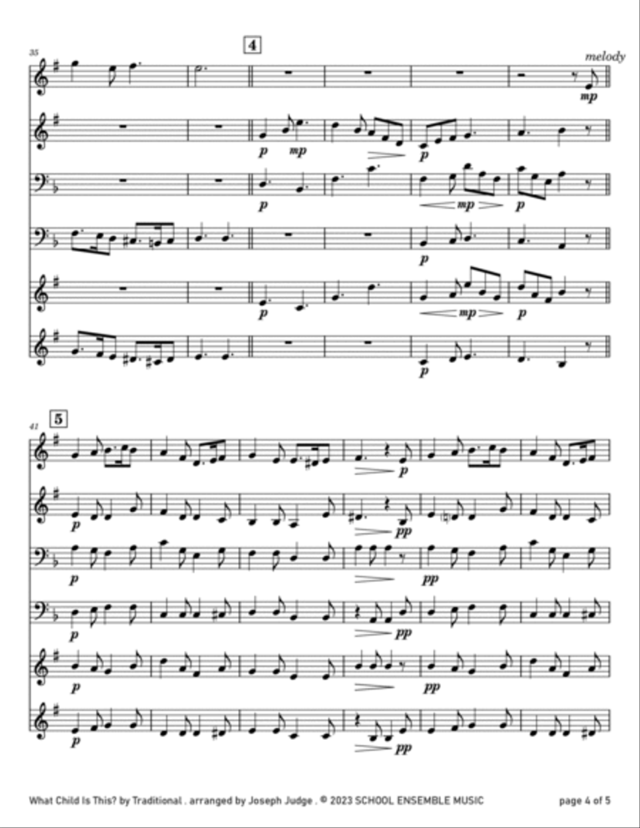 What Child Is This for Brass Quartet in Schools Brass Quartet scores gallery preview page 4