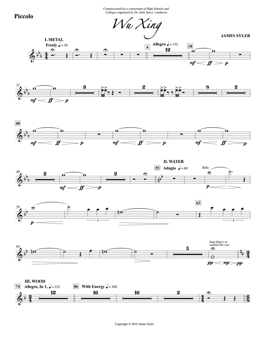 Wu Xing: Piccolo Concert Band scores gallery preview page 1