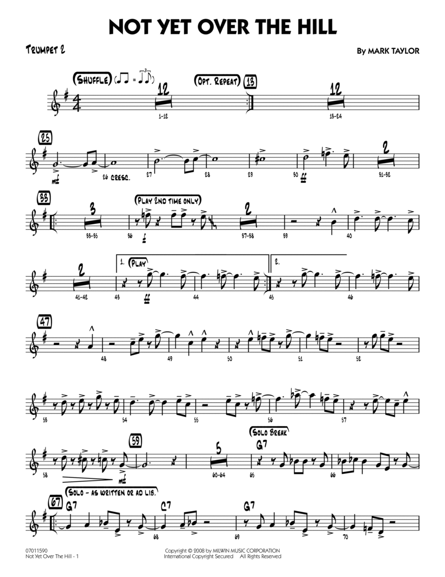 Not Yet Over the Hill - Trumpet 2 Trumpet scores gallery preview page 1