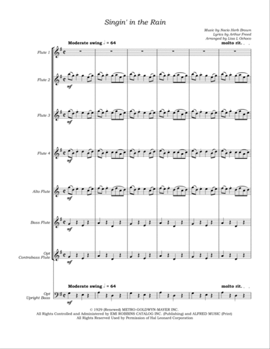 Singin' In The Rain Flute Choir scores gallery preview page 5