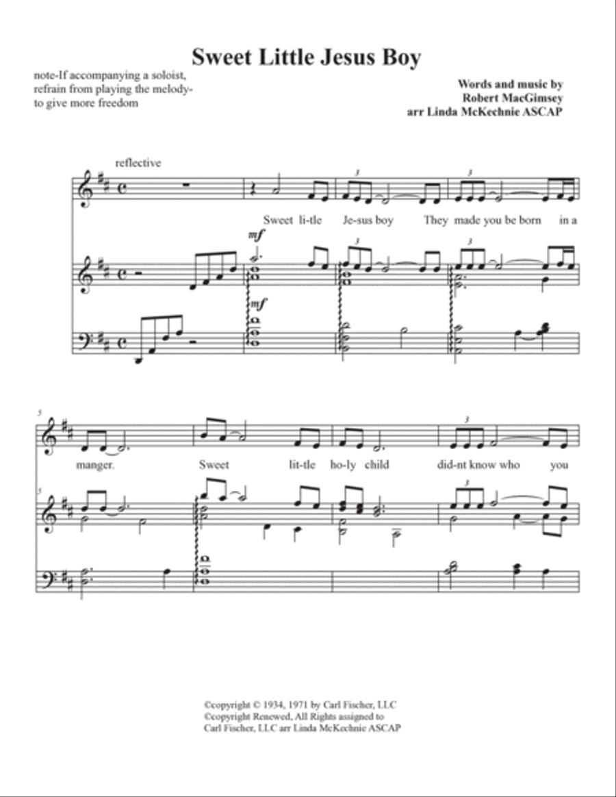 Sweet Little Jesus Boy Voice scores gallery preview page 2