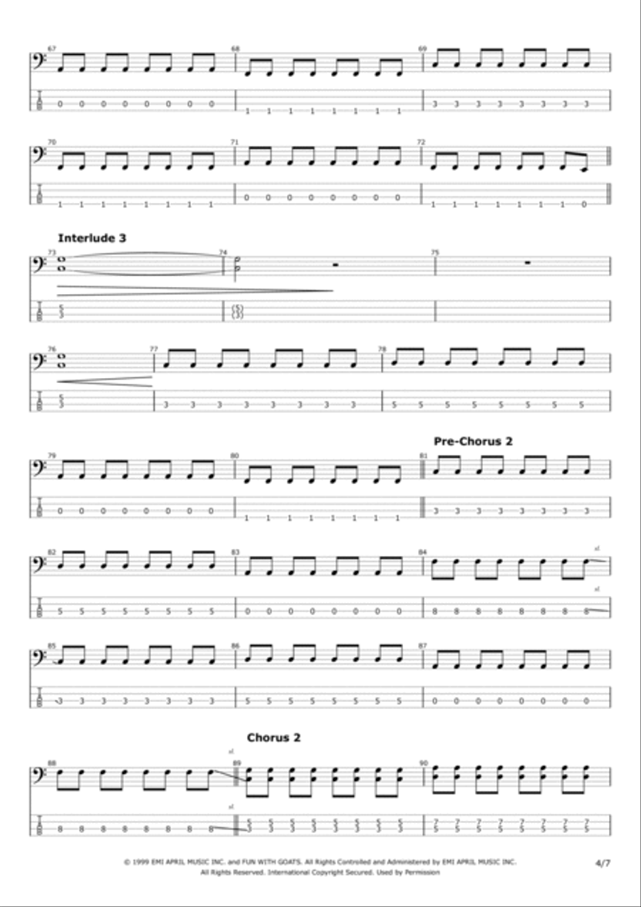 Adam's Song Bass Guitar scores gallery preview page 4