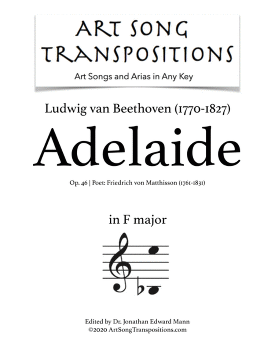 BEETHOVEN: Adelaide, Op. 46 (transposed to F major)