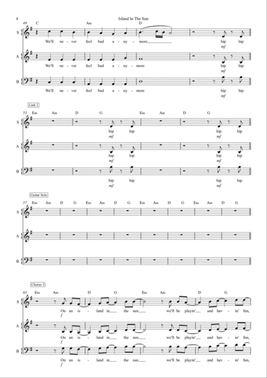 Island In The Sun Island In The Sun 3-Part scores gallery preview page 4