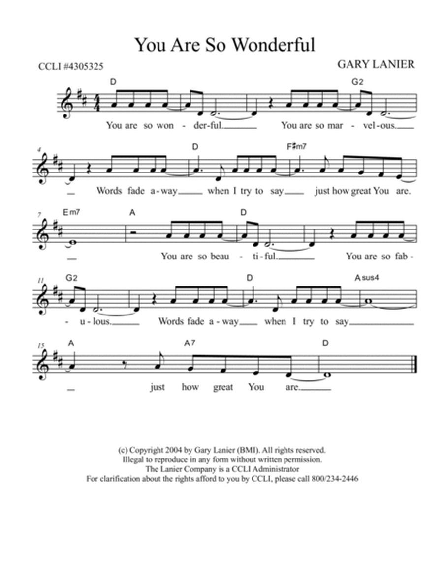 YOU ARE SO WONDERFUL / I SEEK YOUR KINGDOM, LORD - Worship Lead Sheets (Mel, Lyrics & Guitar Chords) image number null