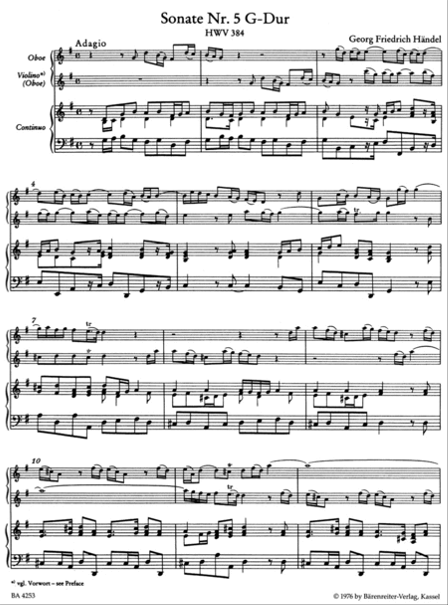 Sechs Sonaten for Oboe, Violine (Oboe) and Basso continuo Oboe scores gallery preview page 2