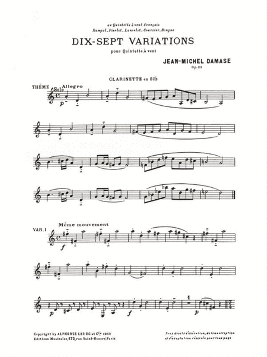 17 Variations For Wind Quintet Woodwind Quintet scores gallery preview page 2