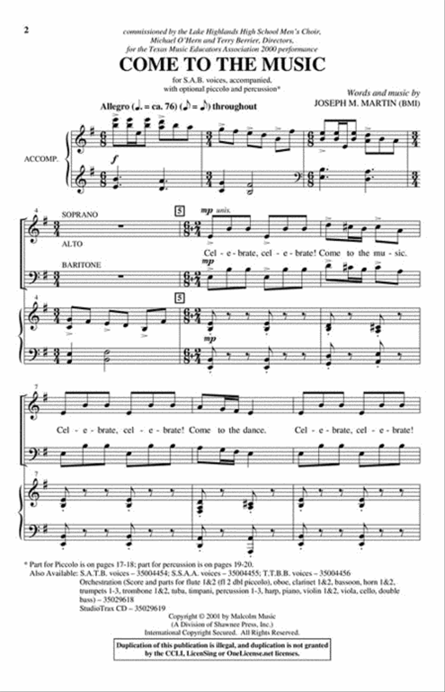Come to the Music 3-Part scores gallery preview page 2