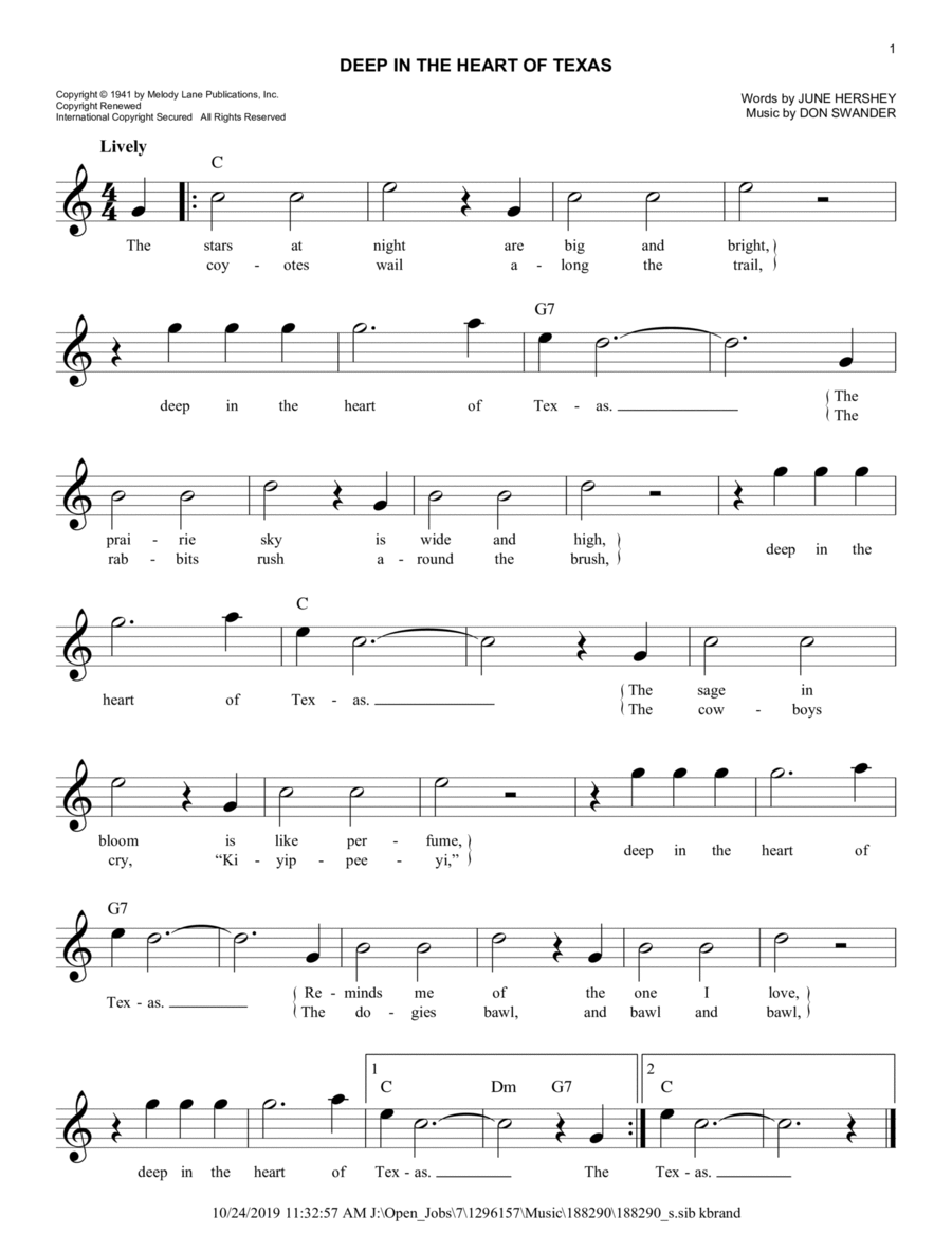 Deep In The Heart Of Texas Guitar scores gallery preview page 1