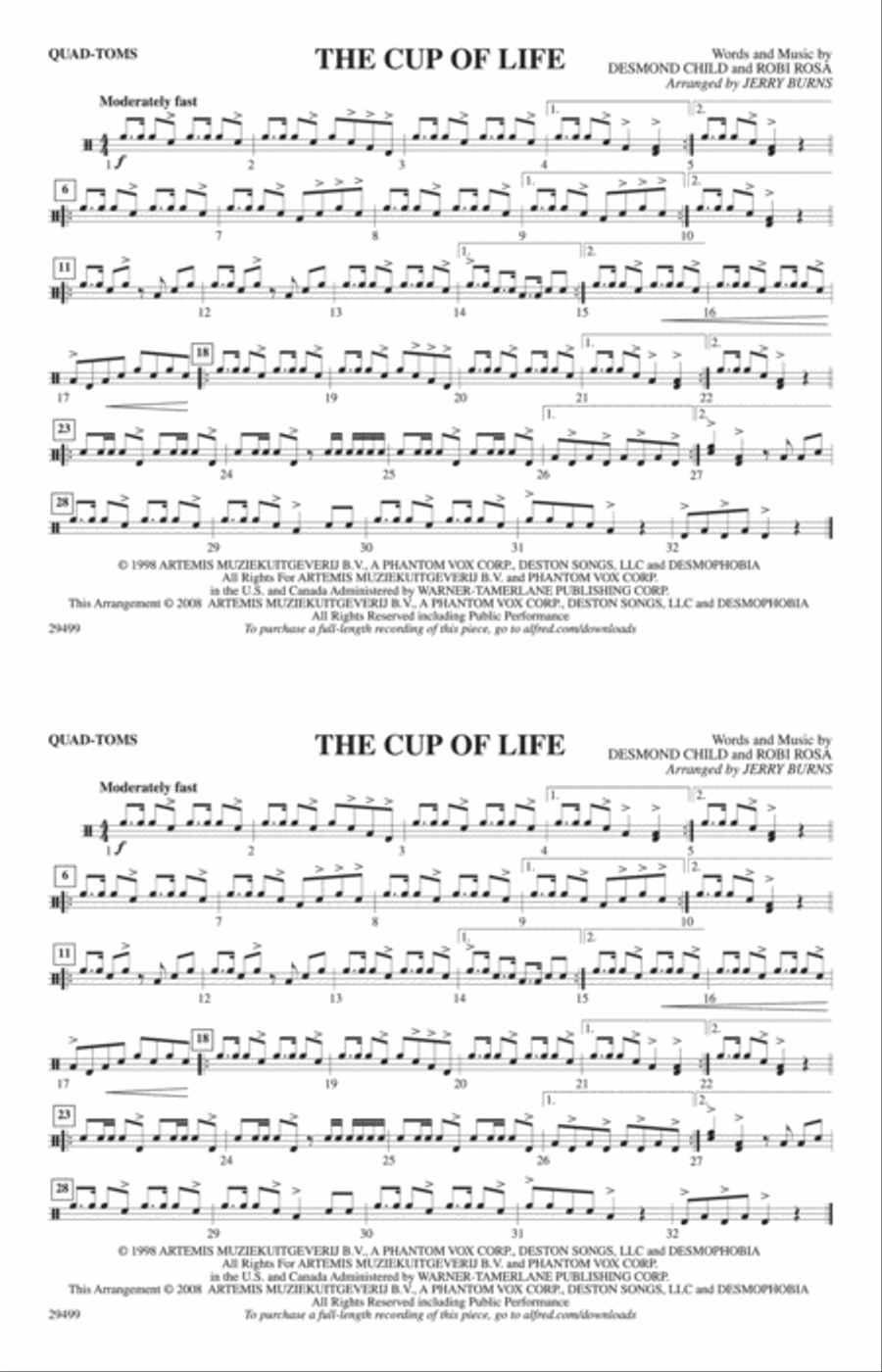 The Cup of Life: Quad-Toms Marching Band scores gallery preview page 1