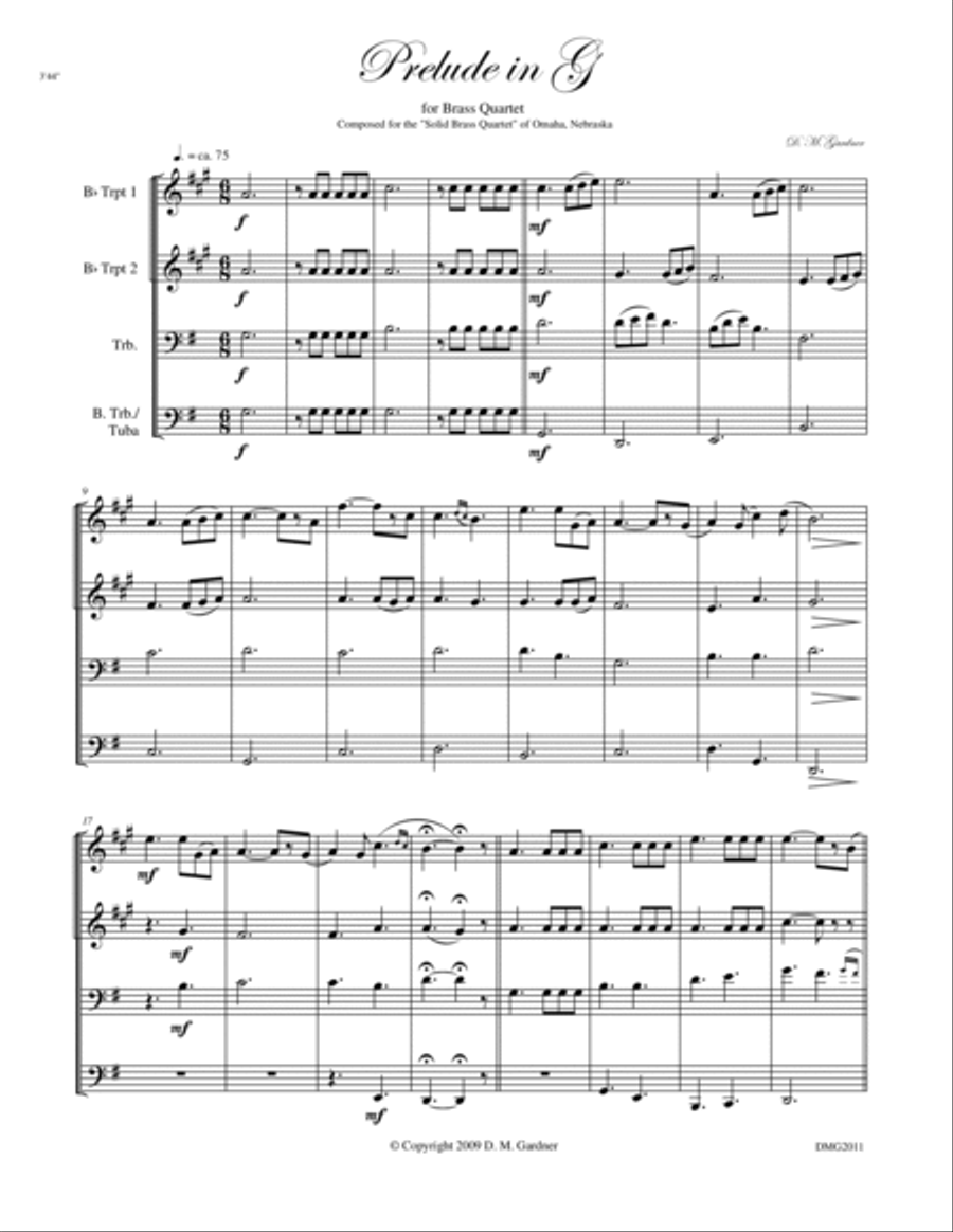 Prelude in G for Brass Quartet Brass Quartet scores gallery preview page 3