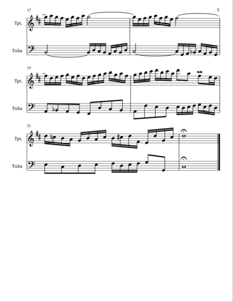 Two-part Invention In C Brass Duet scores gallery preview page 3