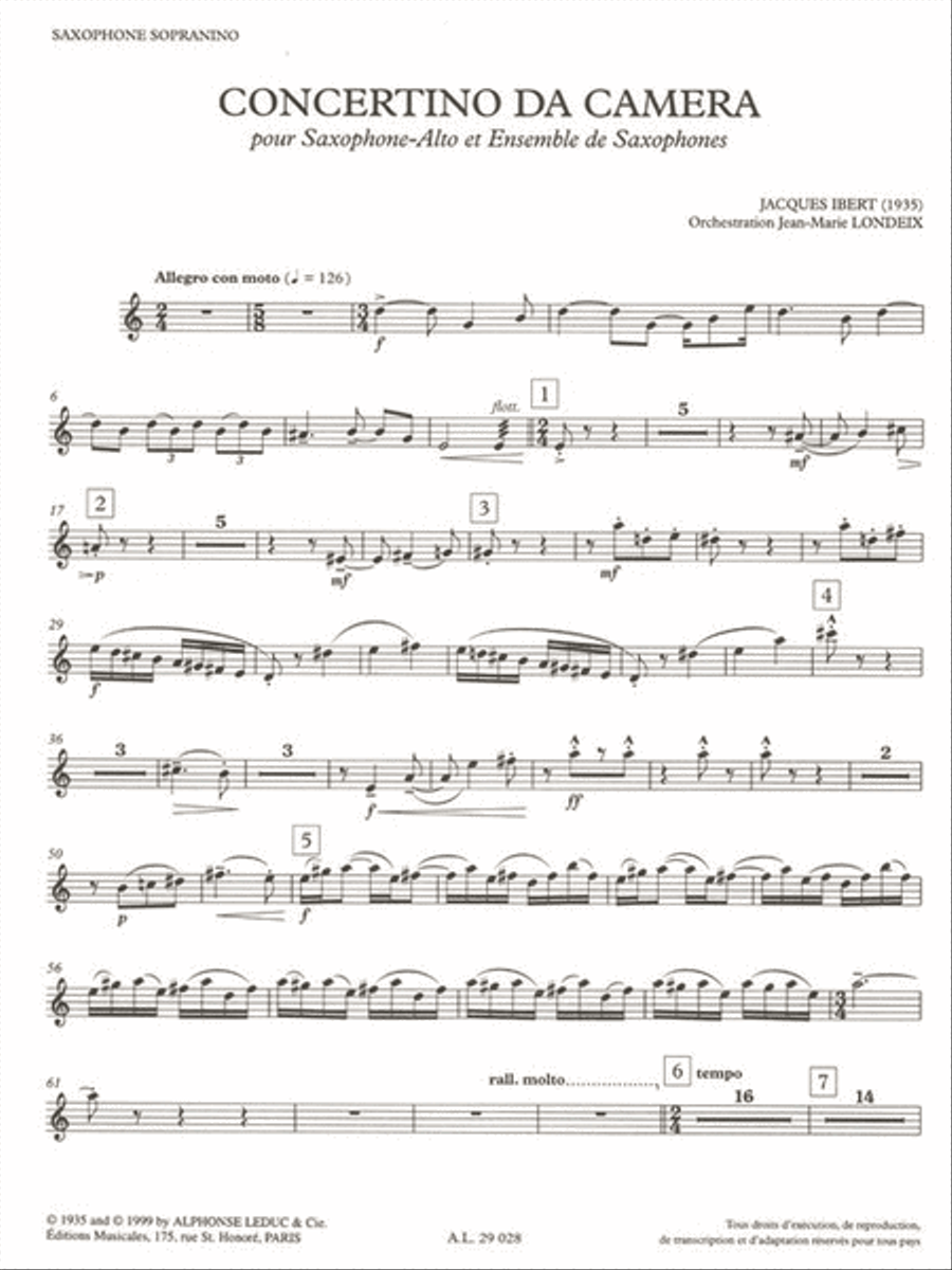 Concertino da Camera Saxophone Ensemble scores gallery preview page 2
