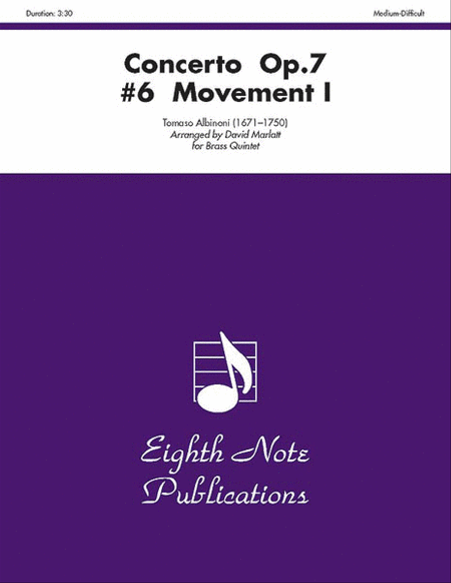 Concerto, Opus 7, No. 6 (Movement I) Brass Quintet scores gallery preview page 1