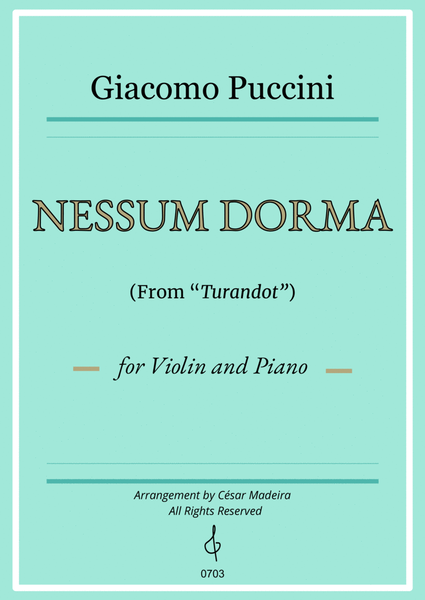 Nessun Dorma by Puccini - Violin and Piano (Individual Parts) image number null