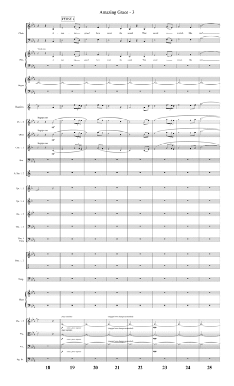 Amazing Grace (with opt.Bagpipes) - orchestration Full Orchestra scores gallery preview page 4