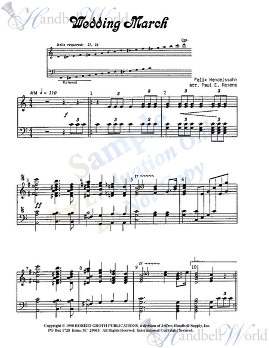 Bridal Chorus / Wedding March 4-Octaves scores gallery preview page 2