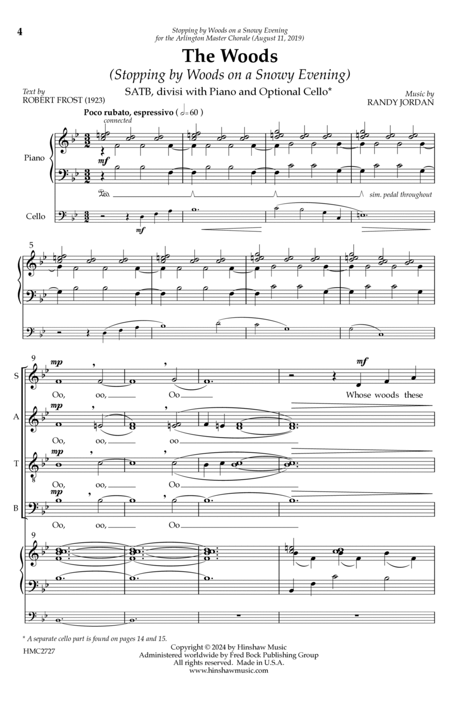 The Woods (Stopping By Woods On A Snowy Evening) 4-Part scores gallery preview page 1